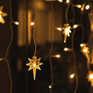 Twinkle Star Iciclelights with Star, Outdoor Dripping Christmas Light with Bethlehem Star, 150LED 8 Modes White Wire Curtain Lights 30 Drops, Indoor Xmas Holiday Wedding Party Decor