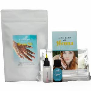Complete Organic Henna Kit Temporary Tattoo Plant Based Dye for Body Art, Gentle on Skin, Natural Ingredients Makeup Oil Powder Cosmetic