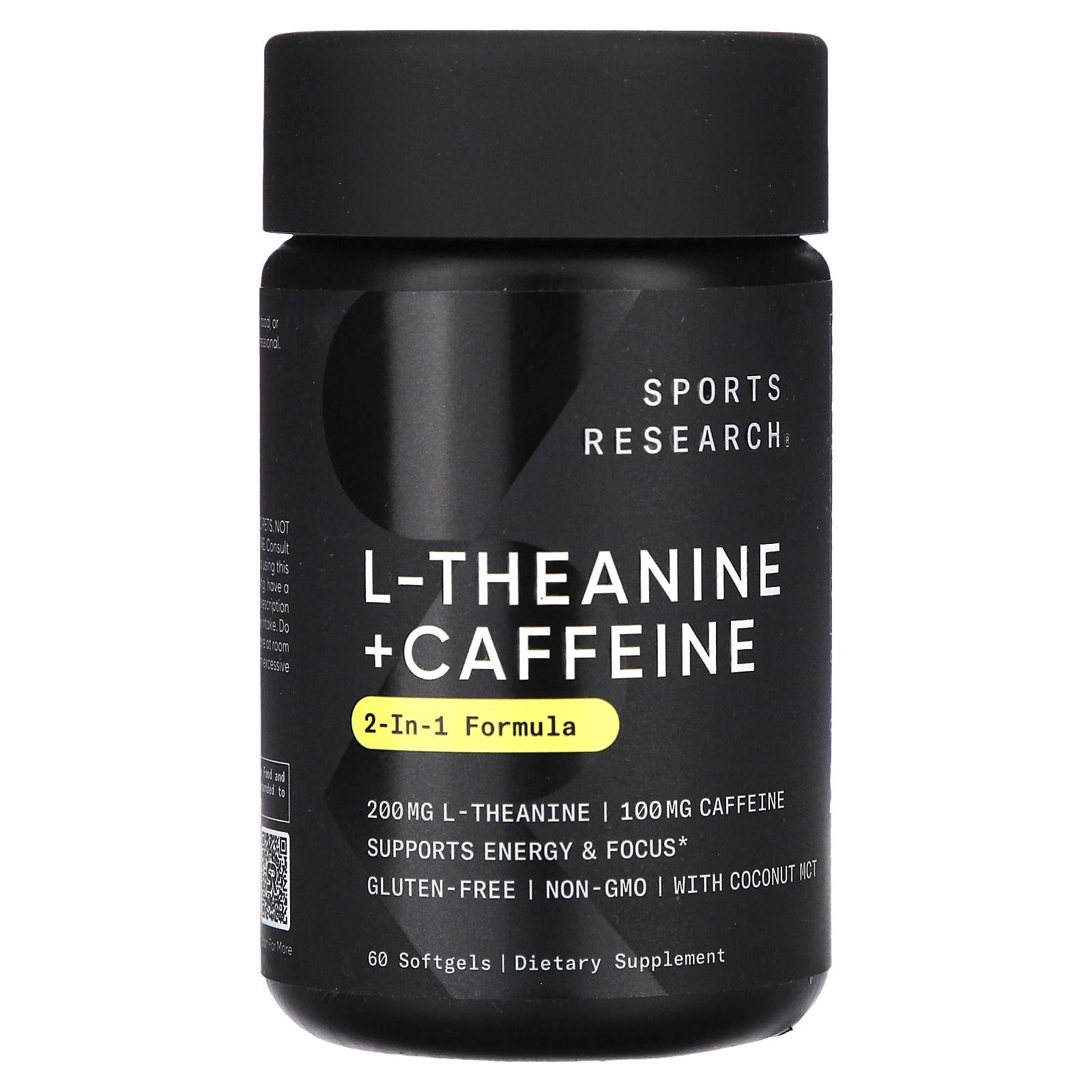 Sports Research L-Theanine & Caffeine, 2-in-1 Formula, 60 Softgels