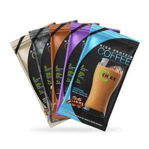 Chike High Protein Instant Iced Coffee Sampler Packs - 20g Protein, Low Sugar, 150mg caffeine - 10+ Flavors