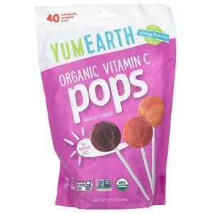 YumEarth Organic Vitamin C Pops, Assorted, 40 Individually Wrapped Pops, 8.7 oz (248 g)