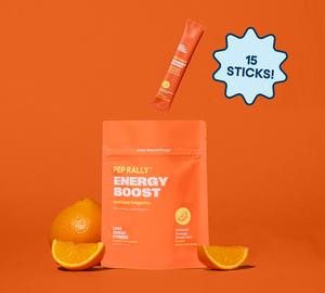 LSF Energy Boost Powder Packets for Increased Energy & Focus - Tangerine Flavor - 100mg Caffeine, 0 Sugar, Clean Ingredients - Pre-Workout or Anytime Pick Me Up - Green Tea, Ginseng, L-Theanine, KSM-66 Ashwagandha, Maca