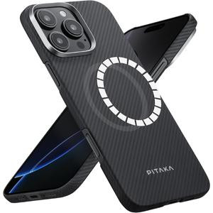 PITAKA iPhone 16 Pro MagEZ Case - Black/Gray Design - Ultra-Thin & Shockproof Protection with MagSafe Compatible Design Magnetic Smartphone Cover