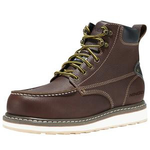 HISEA NINGO Men's 6 Inch Steel Toe Work Boots Waterproof Slip Resistant Construction Boots full-grain leather Industrial Safety Shoes blue collar air cushion sole boots