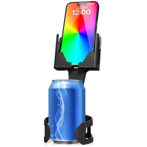 MIDNIGHT BLACK Cell Phone Seat Smartphone Cup Holder Phone Mount - Phone & Cup Holder Made in USA – Fits Phones with or Without Cases Vertical or Horizontal and Doesn’t Block Cup Holder, Charging Port Access, Flex to Fit Base
