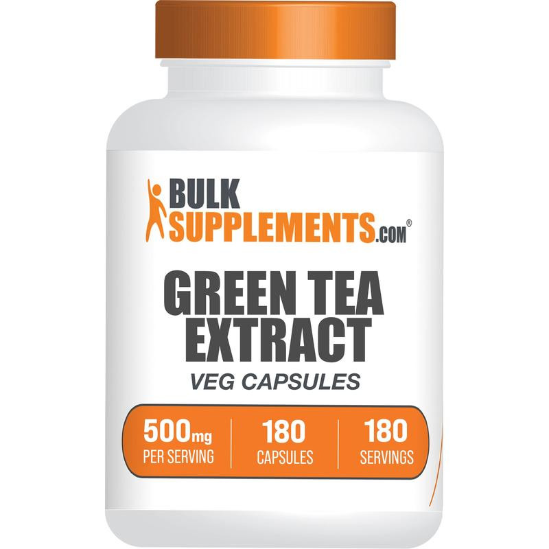 BulkSupplements.com Green Tea Extract Capsules - Natural Antioxidants - Dietary Supplements - Edible - Green Tea Pure - Fitness - Green Tea Capsule - 180 Veg Capsules - 500mg per Serving