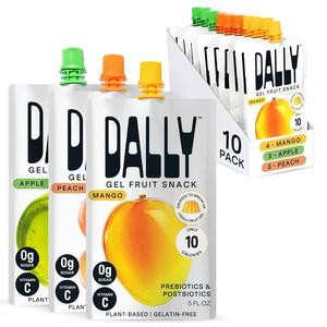 DALLY Variety Konjac Jelly (10 Pack) - Plant Based, Low-Calorie Jellified Fruit Snack - Zero Sugar with Vitamin C & Prebiotic Postbiotics