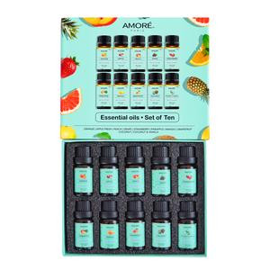10-Pack: Fruity Fragrance Premium Aromatherapy Diffuser Oils Set for Freshener Scent