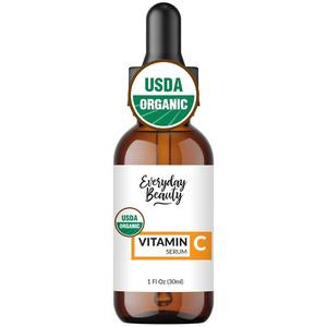 Organic Vitamin C Serum for Face - USDA Certified Facial Serum - Anti Aging For Fine Lines & Wrinkles - Potent Botanical Ingredients & Non GMO - 1oz Glass Amber Bottle & Dropper
