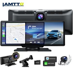 LAMTTO 9.26" Wireless Car Stereo with Apple CarPlay， 2.5K Dash Cam & 1080P Backup Camera ， Portable Touchscreen GPS Navigation，Bluetooth Connectivity，AirPlay，AUX/FM， Google and Siri Compatible