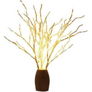Twinkle Star 100-150 LED Lighted Brown and White Willow Branches 2 Pack Artificial Branches Waterproof Battery Operated with Timer for Indoor Outdoor Christmas Wedding Party Home Decoration (Vase Excluded)