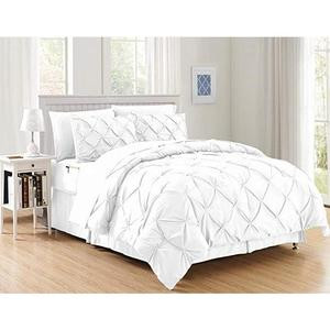 Elegant Comfort 8-Piece Pintuck Pinch Pleated Comforter Set - Includes 4-Piece Sheet Set with Double Sided Storage Pockets