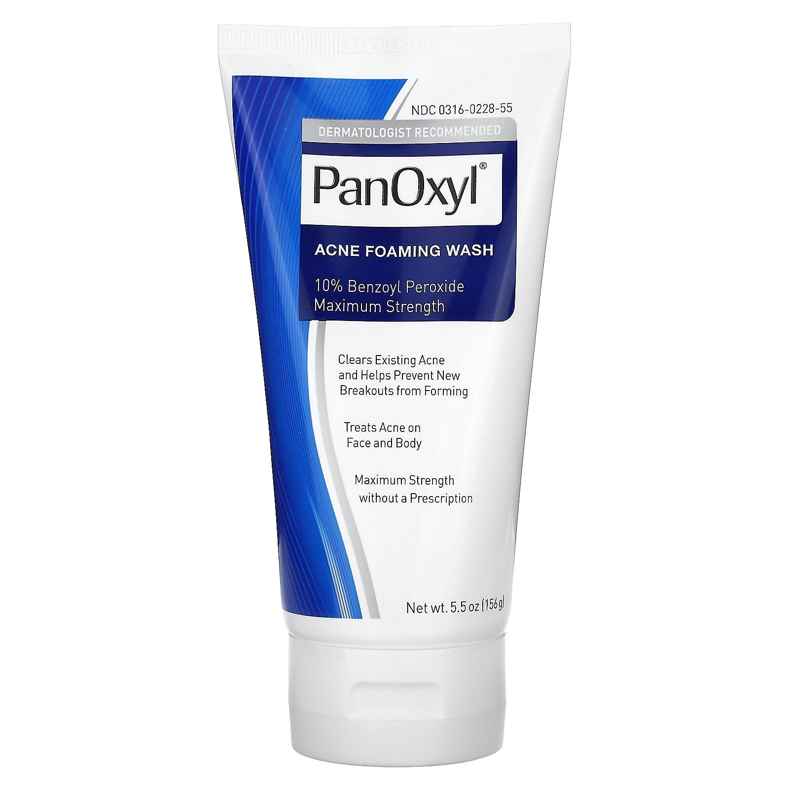 PanOxyl Acne Foaming Wash, 10% Benzoyl Peroxide Maximum Strength, 5.5 oz (156 g)