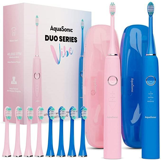 AquaSonic Vibe Duo Sonic Whitening Toothbrush with 3 Modes, 30 Day Battery Life and Smart Timers - Color, Oral