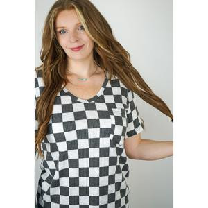 Super Soft Checkered V Neck
