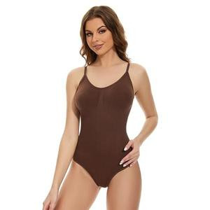 SHAPER FLEX Women's Thong Shapewear Bodysuit, Tummy Control Body Shaper, Thong Shapewear for Women, Seamless Shaping Thong Panties (Brown, 3XL)