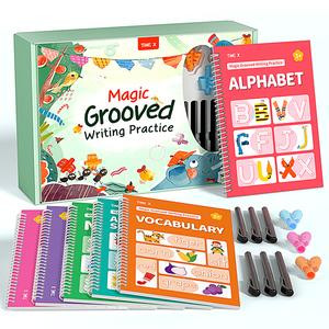 TIMEX Reusable Grooved Handwriting Workbook for Kids, Learning Materials, 6 Books–Early Elementary, Covers Math, Words, Drawing –Gift for Children