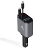 4 in 1 Retractable Car Charger - 12V Plug to 4 Charging Cables - iPhone, USB-C and USB-A, USB-C ports