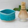Blue Ceramic Matcha Set - Japanese Matcha Bowl, Bamboo Matcha Whisk and Whisk Holder - Handcrafted Matcha Cup, 100 Prongs Chasen