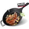 Mueller Pre-Seasoned Heavy-Duty Healthy Cast Iron Skillet Cookware, Cast Iron Frying Pan, Dual Handles & Dual Pouring Lips, Safe across All Cooktops, Oven, BBQ, or Campfire Cookware