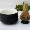 Black Ceramic Matcha Set - Japanese Matcha Bowl, Bamboo Matcha Whisk and Whisk Holder - Handcrafted Matcha Cup, 100 Prongs Chasen