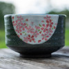 Dark Grey Flowers Matcha Bowl, Tea Bowl for Mixing Matcha Green Tea