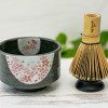 Dark Ceramic Matcha Set - Japanese Matcha Bowl, Bamboo Matcha Whisk and Whisk Holder - Handcrafted Matcha Cup, 100 Prongs Chasen