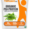 BulkSupplements.com Organic Pea Protein Isolate Powder - Fitness Supplements - Edible - Dietary Amino Acids - Muscle Protein - Vegan - 100g-1kg - 30g per Serving
