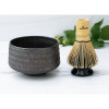 Black&Gold Ceramic Matcha Set - Japanese Matcha Bowl, Bamboo Matcha Whisk and Whisk Holder - Handcrafted Matcha Cup, 100 Prongs Chasen