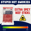 Stupid Hot Craft Beef Sticks - Extreme Heat Meat Snacks - Eight 1 oz Spicy Snack Sticks - 8 Ounce Beef Stick Bags - 1ct Pack