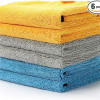 AstroAI Microfiber Towels for Cars, 6-Pack Absorbent and Reusable Microfiber Cleaning Cloth for Car/Domestic Cleaning, Yellow, Blue, Gray, 16" x 16" Kitchen Wipe