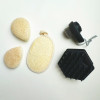 Bath Cleaning Set: Natural Loofah Sponge Pad + Na tural Konjac Facial Sponge+Exfoliating Double -Sided Silicone Scrubber
