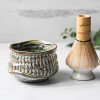 White Ceramic Matcha Set - Japanese Matcha Bowl, Bamboo Matcha Whisk and Whisk Holder - Handcrafted Matcha Cup, 100 Prongs Chasen