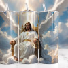 Jesus tumbler on a throne