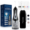 MySmile Cordless Advanced OLED Display Oral Irrigator with 350ML Water Tank 5 Pressure Modes 8 Replaceable Jet Tips and Storage Bag