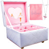 Hapinest Musical Ballerina Jewelry Box for Girls, Jewelry Box w/Ballerina Necklace, Spinning Ballerina Music Box, Kids Jewelry Box, Little Girl Jewelry Box Musical Jewelry Box for Girls Birthday Gift