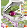 Mueller Pro-Series 10-in-1, 8 Blade Vegetable Chopper, Onion Mincer, Cutter, Dicer, Egg Slicer with Container, French Fry Cutter Potatoe Slicer, Home Essentials, Salad Chopper White/Green