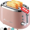 Mueller Retro Toaster 2 Slice with 7 Browning Levels and 3 Functions: Reheat, Defrost & Cancel, Stainless Steel Features, Removable Crumb Tray, Under Base Cord Storage