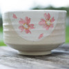 Beige with Pink Flowers Matcha Bowl, Tea Bowl for Mixing Matcha Green Tea